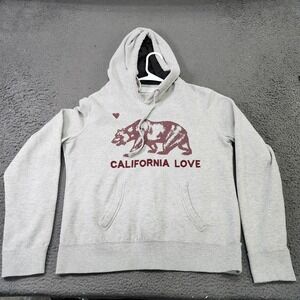 Cali Love Hoodie Mens XL Gray California Love Bear Graphic Fleece Sweatshirt